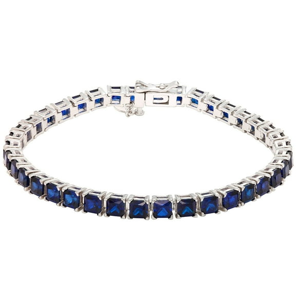 Princess Cut Gemstone Tennis Bracelet in Sterling Silver