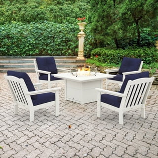 POLYWOOD Gulf Shores Deep Seating Fire Chat Set with Sunbrella Fabric, 5pc