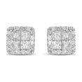 thumbnail image 2 of 1.00 C.T. TW Princess Cut Diamond Halo Stud Earrings in 14K Gold, 2 of 6