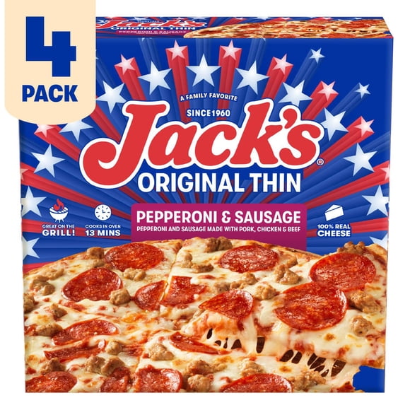Jack's Original Thin Sausage Pepperoni Frozen Pizza 4 pk.