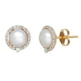 thumbnail image 1 of Freshwater Cultured Pearl Earrings with Diamond Accents in 14k Yellow Gold, 1 of 5