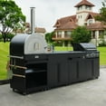 thumbnail image 3 of Thor Kitchen 4-Piece Modular Outdoor Kitchen Island, Liquid Propane BBQ with Wood Fuel Pizza Oven, Sink & Service Cart - Black, 3 of 10