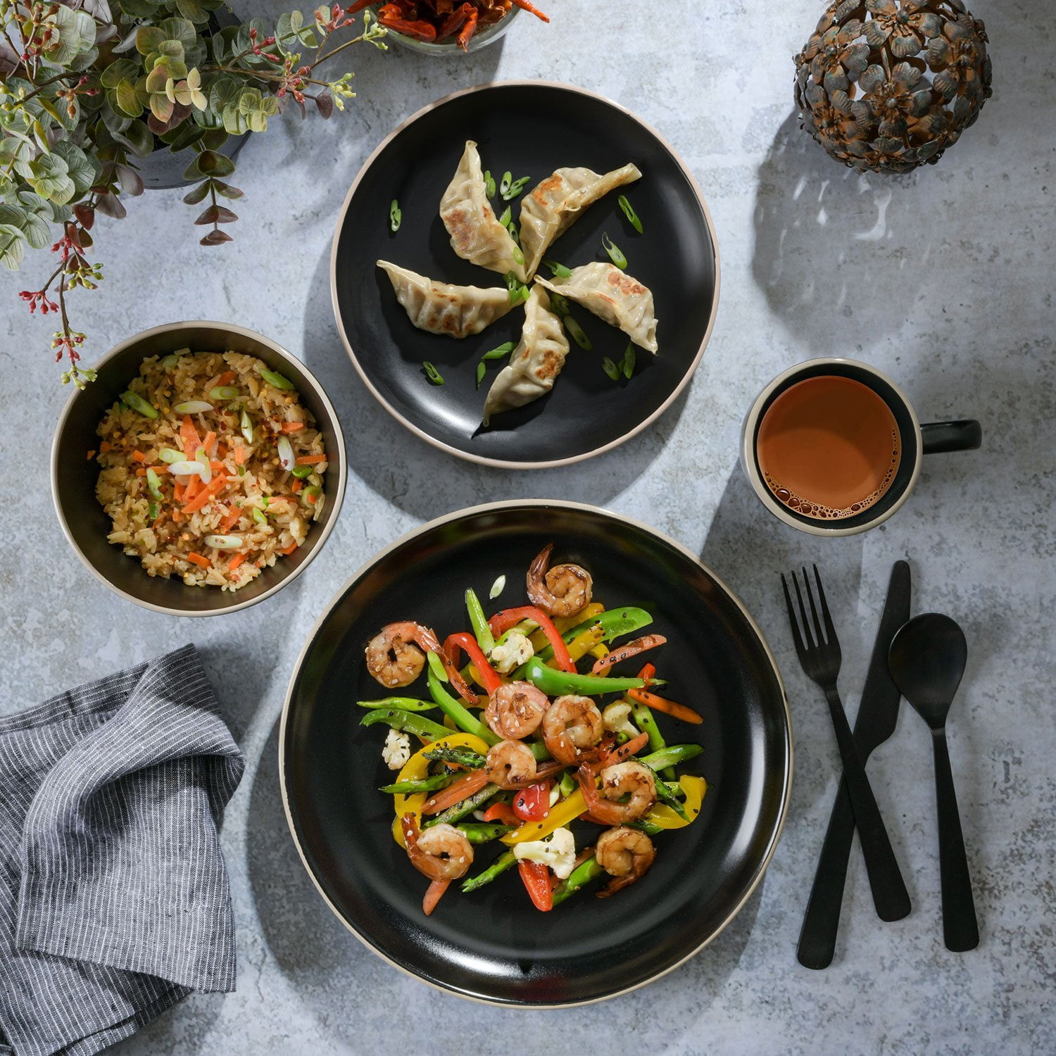 Happy Sales HSMSP-GLDBRU, Japanese Style 6 Piece Perfect Sushi Set For Two Melamine