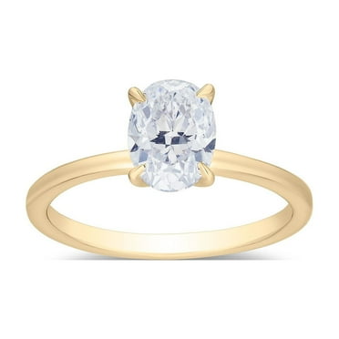 Oval Cut Solitaire Diamond Ring in 18K Gold