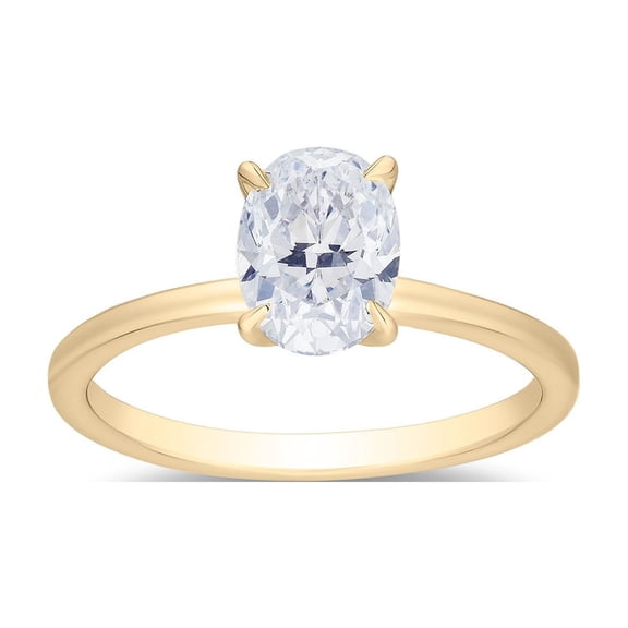 Oval Cut Solitaire Diamond Ring in 18K Gold
