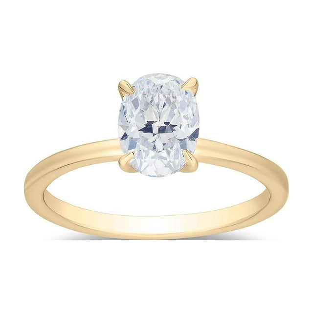 Oval Cut Solitaire Diamond Ring in 18K Gold