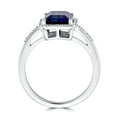 thumbnail image 3 of Emerald Cut Gemstone & 0.14 CT. T.W. Halo Diamond Ring in Sterling Silver, 3 of 5