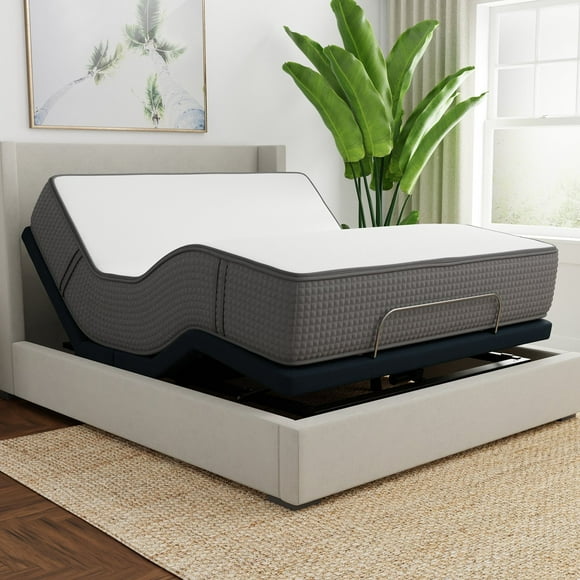 LulaaBED 12" Soft & Firm Flippable Memory Foam Mattress & Adjustable Base Set