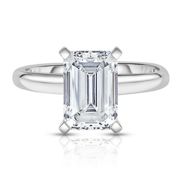 Lab Created Emerald Cut Solitaire Diamond Ring