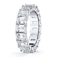 thumbnail image 2 of Lab Created Emerald Cut White Sapphire Eternity Ring in Sterling Silver, 2 of 3