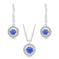 thumbnail image 1 of Round Cut Lab Created Gemstone Dancing Pendant & Earring Set in Sterling Silver, 1 of 7