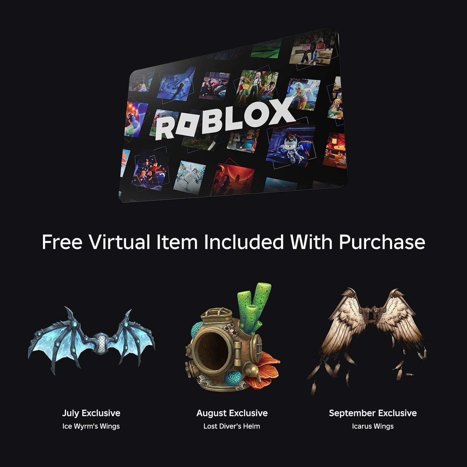 Roblox Email Delivery Gift Card + Exclusive Virtual Item, Various