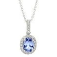 thumbnail image 1 of Oval Cut Genuine Gemstone & 0.11 CT. T.W. Diamond Halo Pendant Necklace in 14K Gold, 1 of 6
