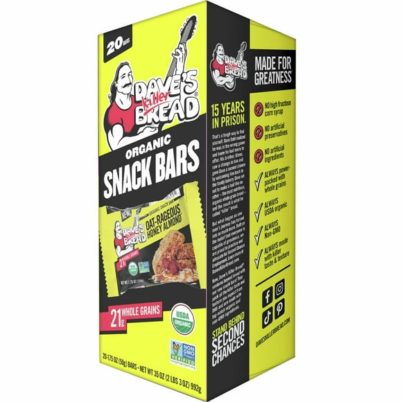 Dave's Killer Bread Organic Snack Bars, Oat-Rageous Honey Almond, 20 ct.