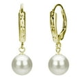 thumbnail image 1 of 7-8mm Freshwater Pearl Diamond Cut Leveback Earrings in 14K Gold, 1 of 4