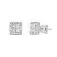 thumbnail image 1 of 1.00 C.T. TW Princess Cut Diamond Halo Stud Earrings in 14K Gold, 1 of 6