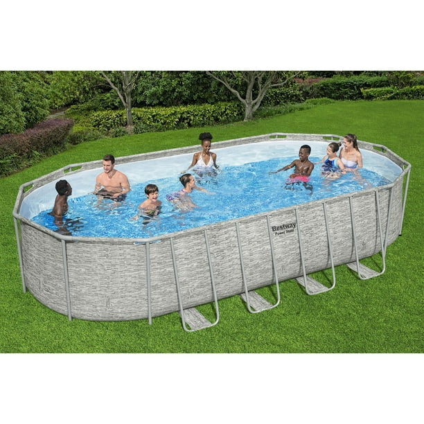 Bestway Power Steel Above Ground Pool Set, L 22' x W 12' x H 52