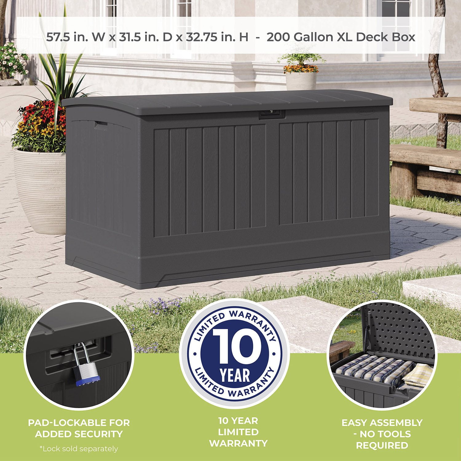 80 Gallon Patio Box Suncast 80 Gallon Deck Box - Large Outdoor Storage For  Patio \u0026 Garden 80 Gallon Outdoor Storage, image size:1500x1500