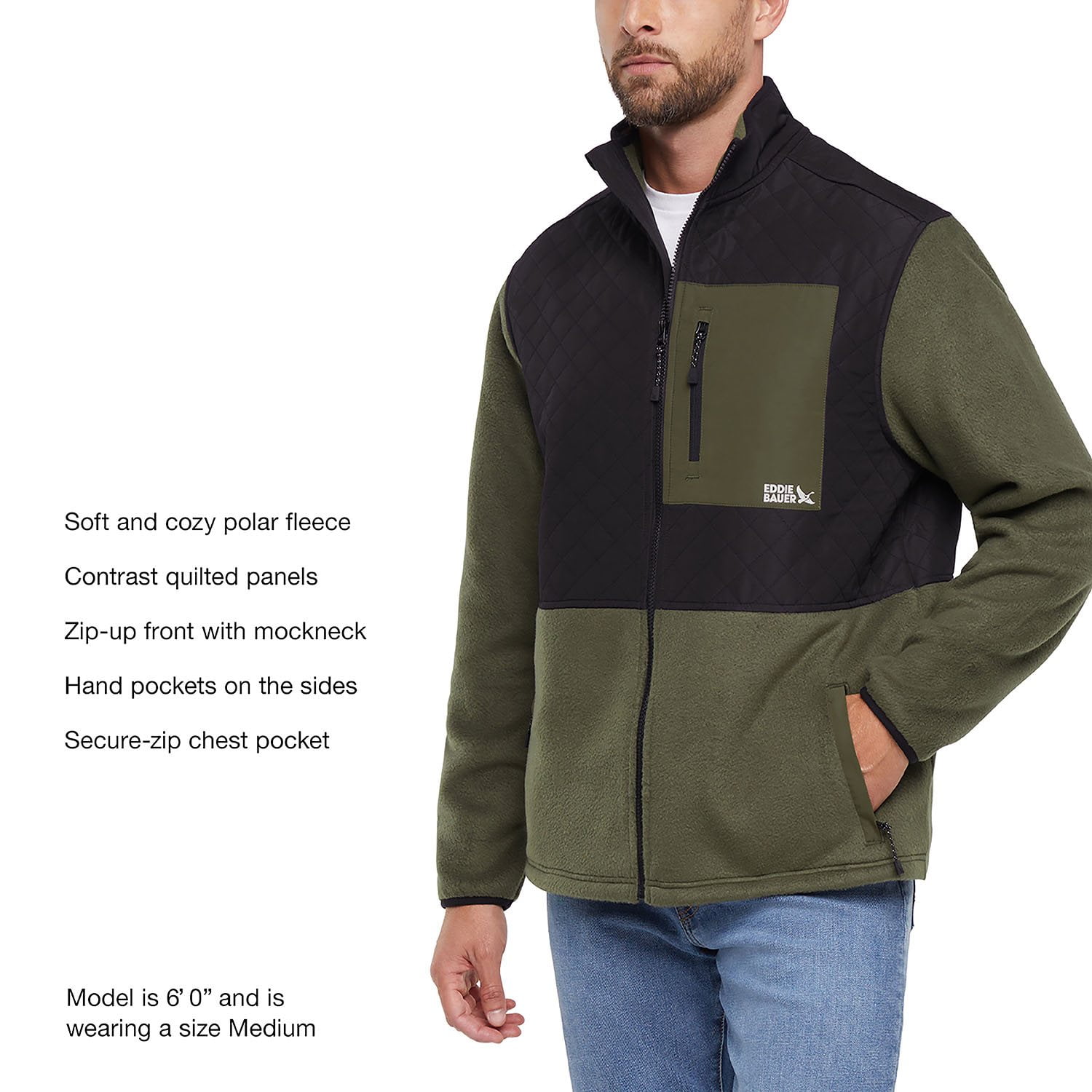 パーティー！DECEMBERMAY Cozy fleece Jacket Eddie Bauer Men's Mixed Media Fleece Jacket - Samsclub.com