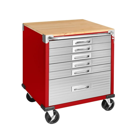 Seville Classics UltraHD 6-Drawer Rolling Cabinet, 28" W x 25" D x 34.5" H