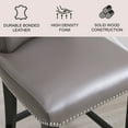 thumbnail image 2 of Soloman Gray Leather Stool With Espresso Finish, Assorted Sizes, 2 of 9
