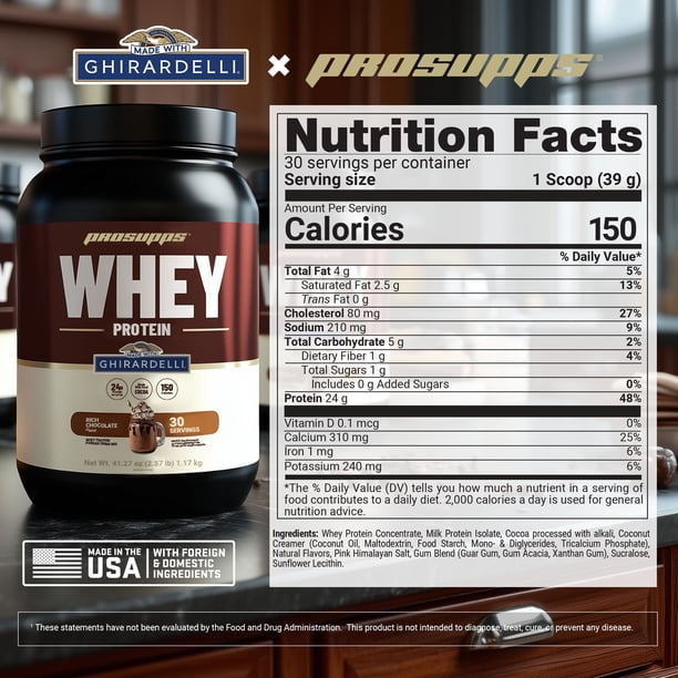 ProSupps Ghirardelli Whey Protein Powder Drink Mix, 2.58 lbs