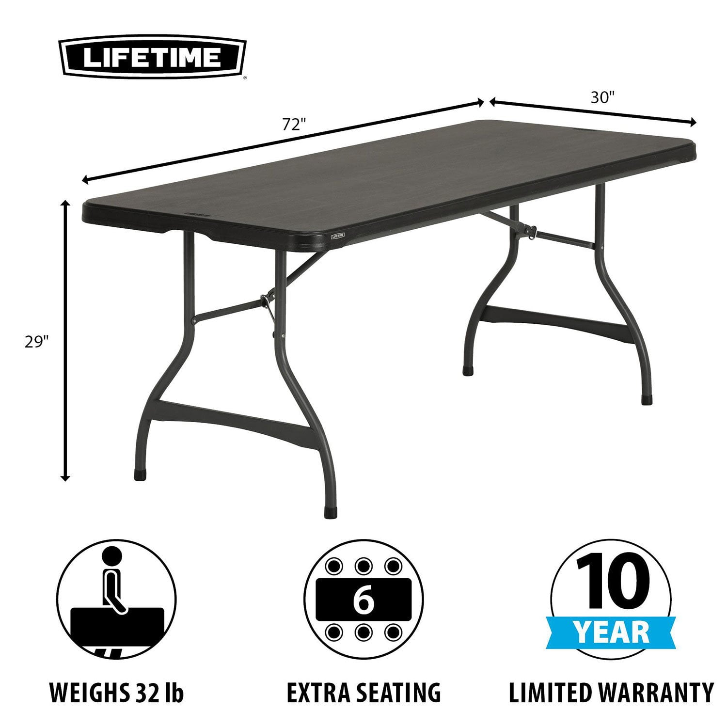 Lifetime 6' Commercial Grade Stacking Folding Table, Assorted Colors -  Samsclub.com, image size:1500x1500