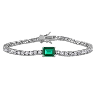 Lab Created Gemstone & White Sapphire Tennis Bracelet in Sterling Silver