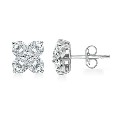 Lab Created Round Diamond Earrings Studs 14KW, 2.95Cttw