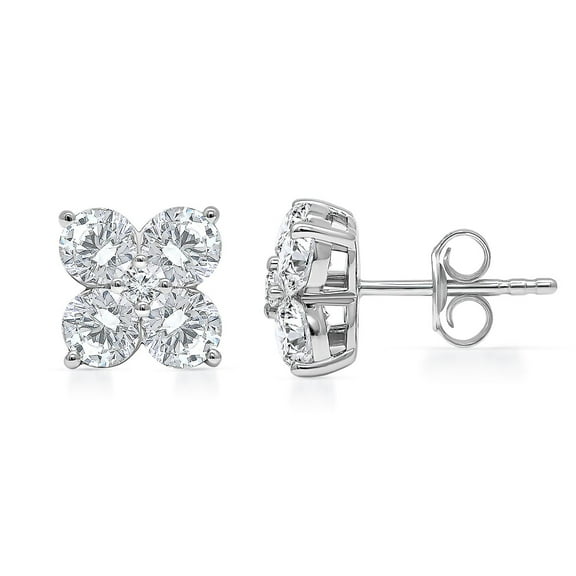 Lab Created Round Diamond Earrings Studs 14KW, 2.95Cttw