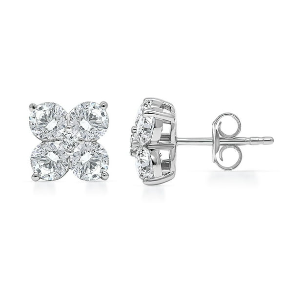 Lab Created Round Diamond Earrings Studs 14KW, 2.95Cttw