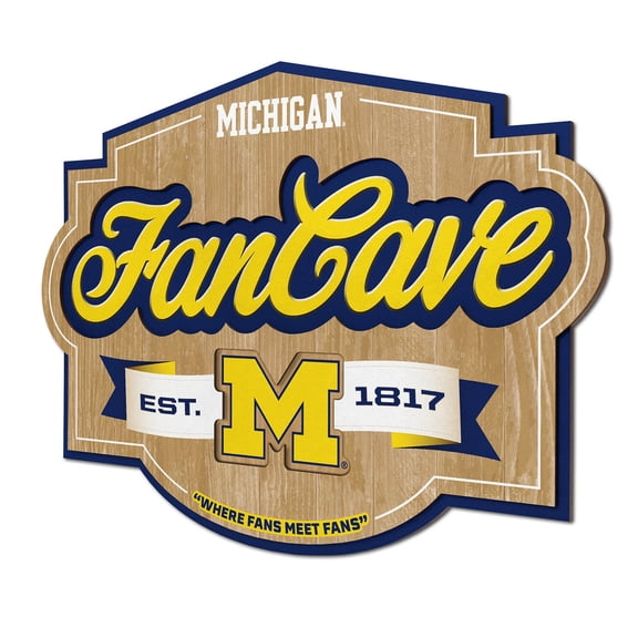 YouTheFan Michigan Wolverines 17"x12.5" 3D Multi-Layered Fan Cave Sign