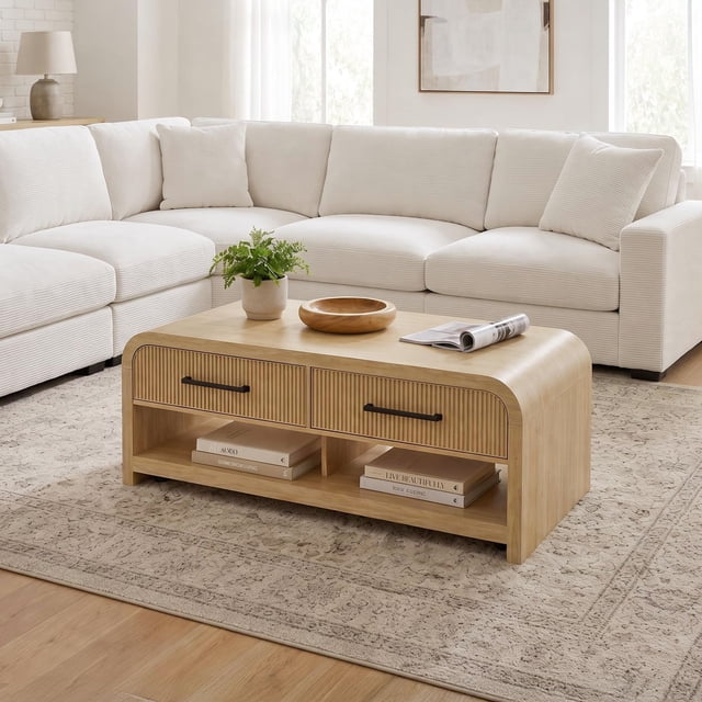 Society Den Woodridge Coffee Table with Casters and Push Drawer