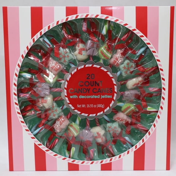 Holiday Candy Canes with Decorated Jellies, 20 Count