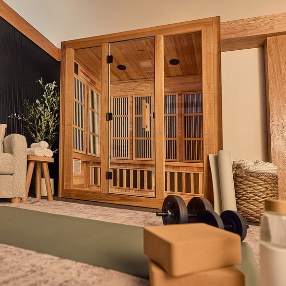 Backyard Discovery 4-Person Cedar Indoor Infrared Sauna with Red Light Therapy & Chromotherapy