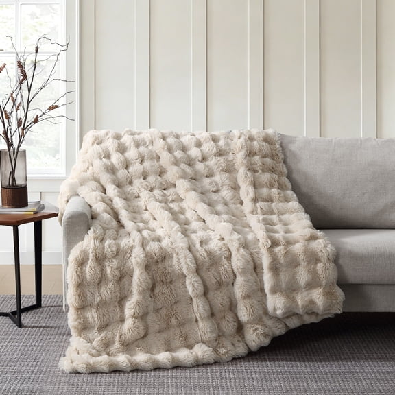 Member's Mark Faux Fur Bubble Throw Blanket, 60" x 70"