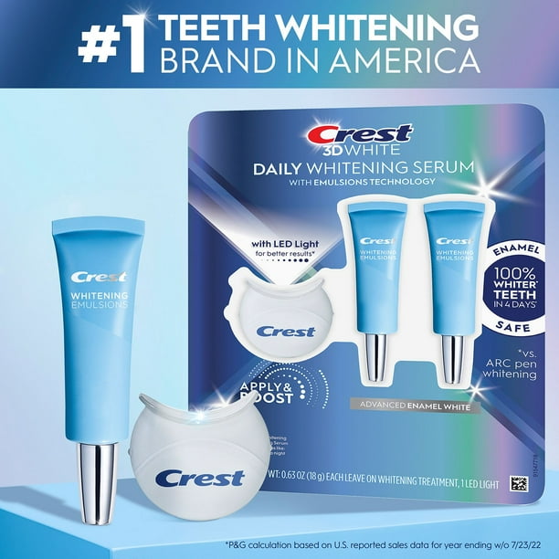 Crest 3DWhite Daily Whitening Serum, Advanced Enamel White + LED