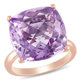 Pink Amethyst Cushion Cut Ring in 14K Gold