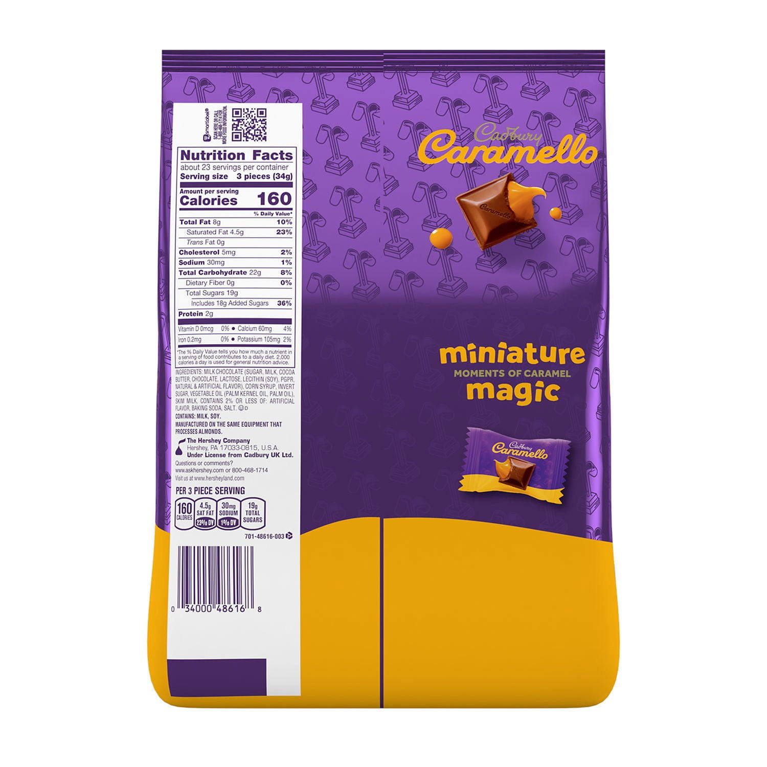 CADBURY CARAMELLO Milk Chocolate Caramel Candy, Minis, 27.6 oz