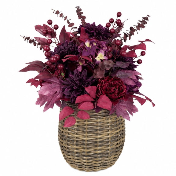 Artificial 36" Fall Baskets in Round Baskets, Assorted Colors