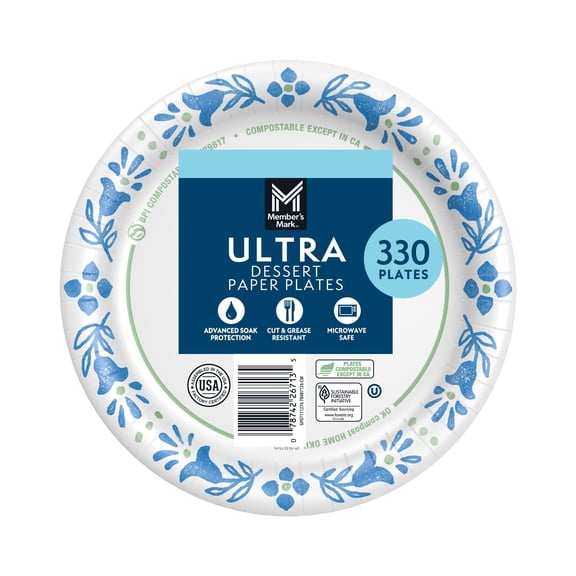Member's Mark Ultra Dessert/Snack Paper Plates, 6.875", 330 ct.