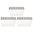 thumbnail image 1 of IRIS USA 72 Qt Plastic Storage Box with Lid and Latches, Clear, 3 Piece Set, 1 of 5