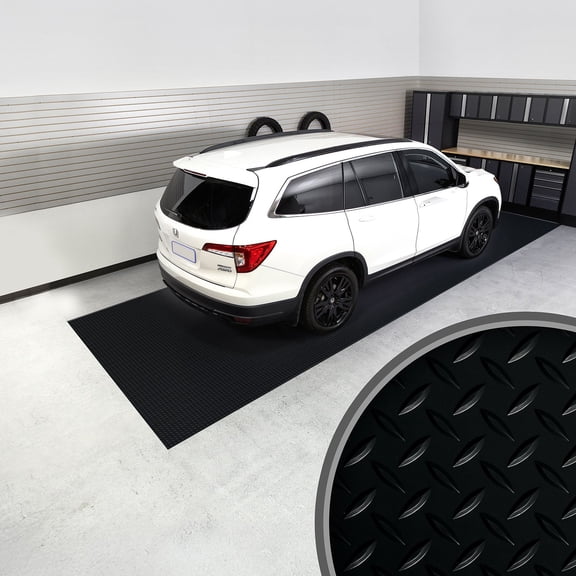 G-Floor 8.5' x 22' Midnight Black Garage and Utility Flooring - Diamond Tread