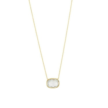 Cushion Cut Gemstone Bezel Set Necklace in 14K Gold
