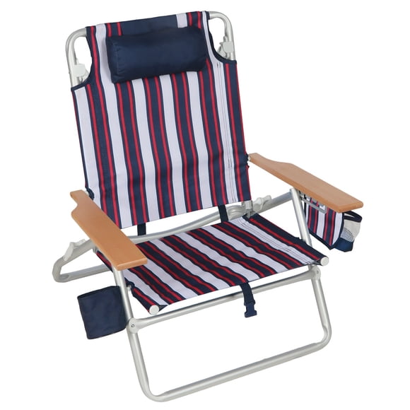 Member's Mark 5 Position Beach Chair with Wooden Armrest