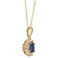 thumbnail image 2 of Oval Cut Gemstone & 0.18 CT. T.W. Starburst Pendant Necklace in 14K Gold, 2 of 3