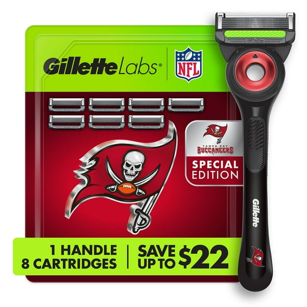 Gillette Labs NFL Tampa Bay Buccaneers Men's Razor, Handle + 8