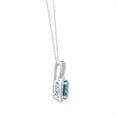 thumbnail image 2 of Treated London Blue Topaz & Halo Diamond Pendant Necklace in 14K Gold, 2 of 7