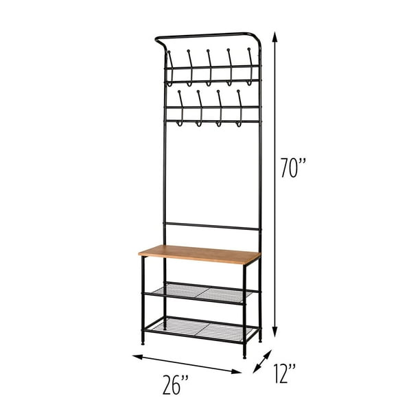 Honey-Can-Do Steel Entryway Hall Tree with Bench, Black - Samsclub.com