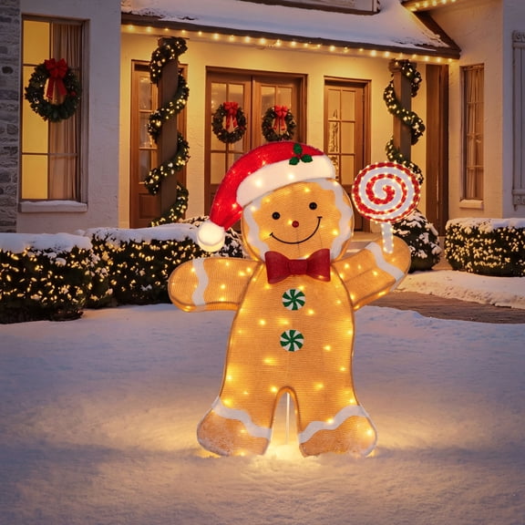 Member's Mark 4.5' Pre-Lit Twinkling Gingerbread Man